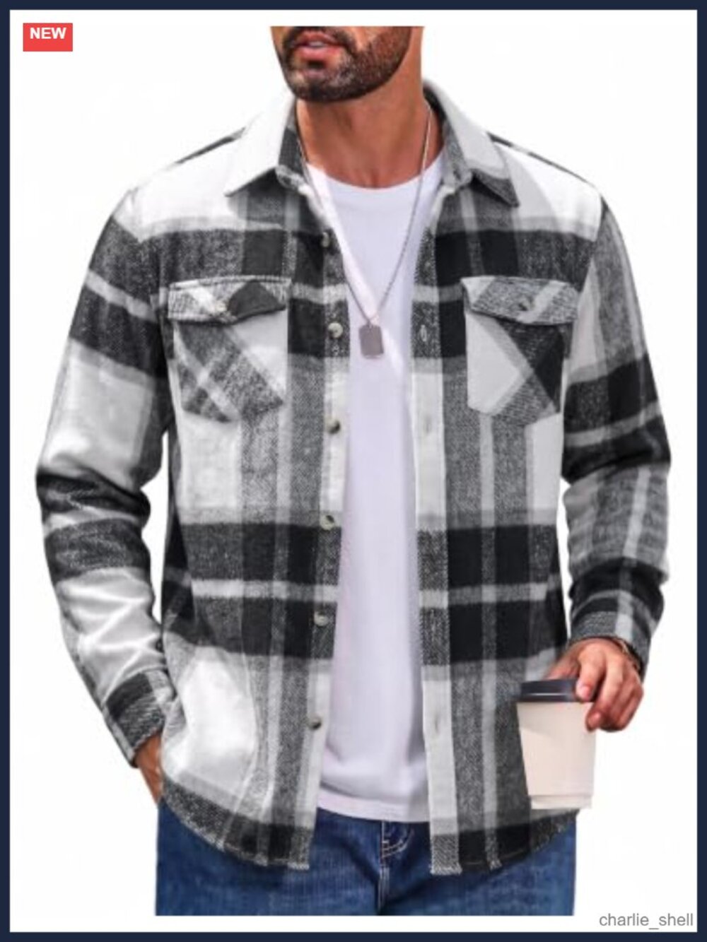 Flannel Shirt Jacket Long Sleeve Plaid Shacket with Pockets Button Down